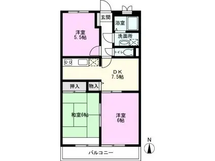 サンビレッジN&A壱番館(3DK/1階)の間取り写真