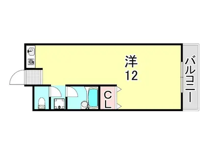 ミワボシビル(ワンルーム/11階)の間取り写真