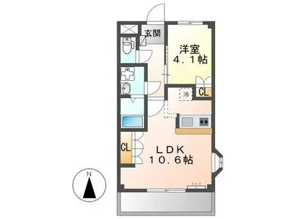 ラフィネII(1LDK/2階)の間取り写真