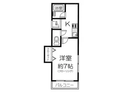ポートサイドビル(1K/2階)の間取り写真