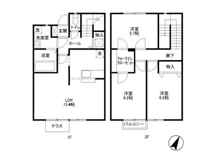 サージB棟(3LDK/1階)の間取り写真