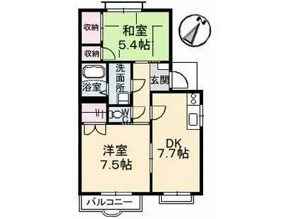 サンライン川入A棟(2DK/2階)の間取り写真