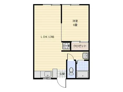 カームベルデ(1LDK/2階)の間取り写真