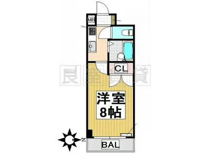 エンドウビルII(1K/4階)の間取り写真