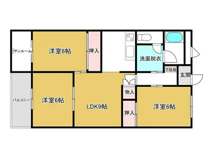 ザ・マンション紺屋町A棟(3LDK/3階)の間取り写真