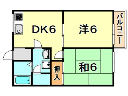 ハイツノナカ(2DK/1階)の間取り写真