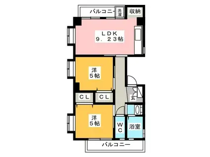 第1小野ビル(2LDK/4階)の間取り写真