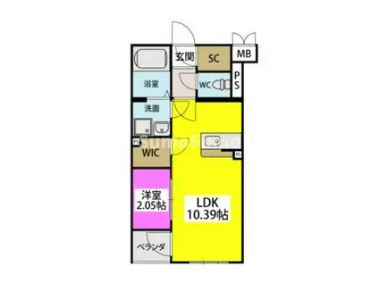 レジデンシャルジェム井尻駅(1LDK/5階)の間取り写真