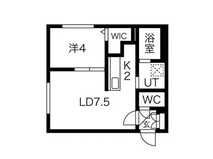 CREA MAISON発寒南イースト(1LDK/1階)の間取り写真