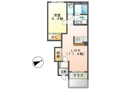エルシャトーIII(1LDK/1階)の間取り写真