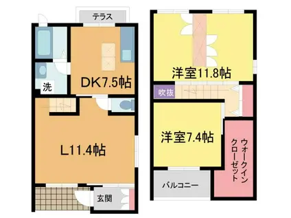 ヴィラペティロッソ芦屋(2LDK/1階)の間取り写真