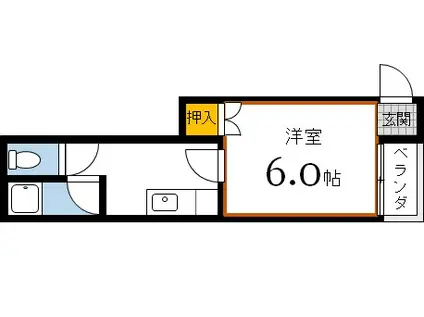 山本ビル(1K/2階)の間取り写真
