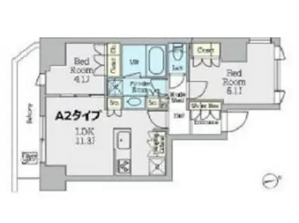 クレストコート上野(2LDK/12階)の間取り写真