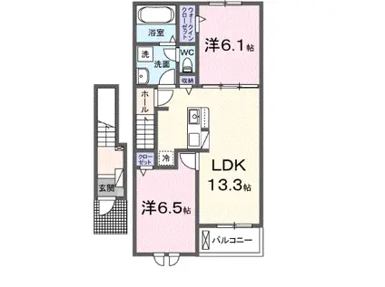 アクア B(2LDK/2階)の間取り写真