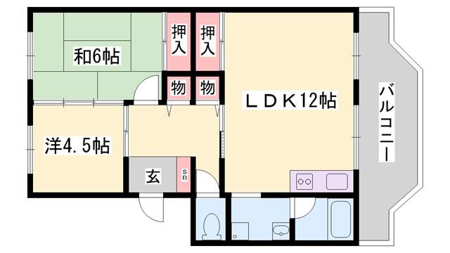 八丈岩マンション(2LDK/2階)の間取り写真