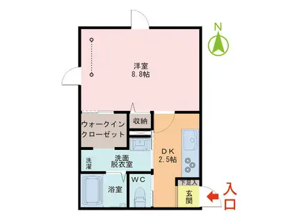 ORIGAMI3(1DK/1階)の間取り写真