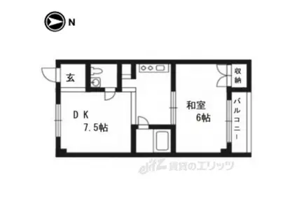マンションいそい常盤(1DK/1階)の間取り写真