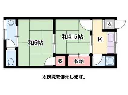 加茂の荘(2K/2階)の間取り写真