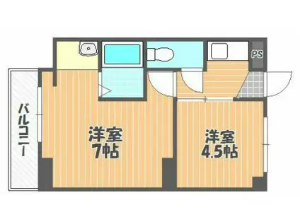 ヴィラナリー備前1号棟(1DK/4階)の間取り写真