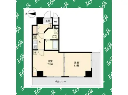 アーバンフラッツ新栄(2K/2階)の間取り写真