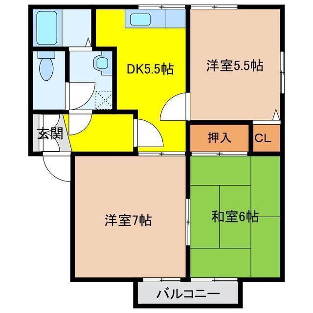 ディアス・オークラ(3DK/2階)の間取り写真