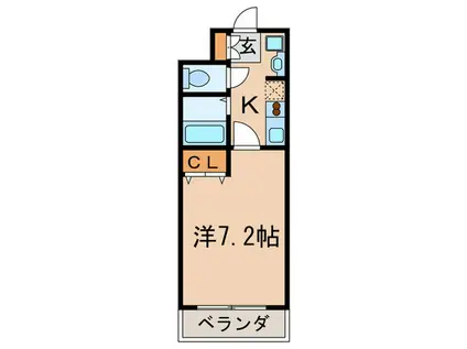 オーパス自由ヶ丘(1K/4階)の間取り写真