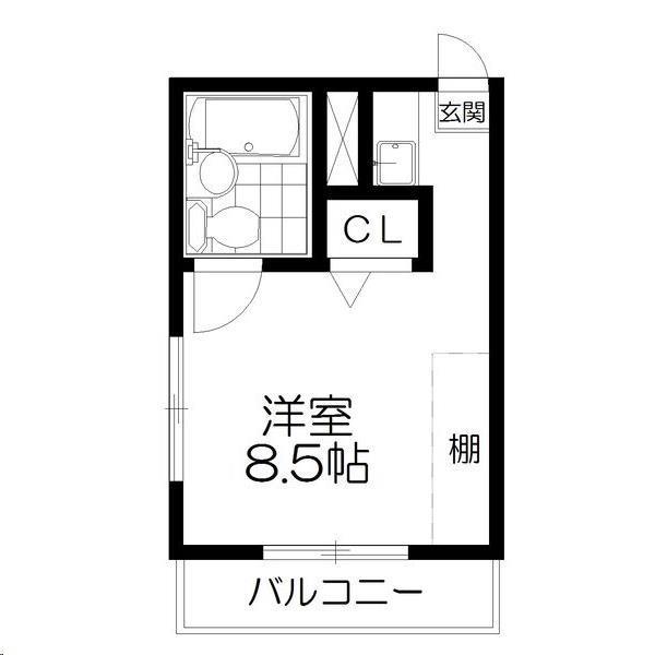 サンポート・6(1K/2階)の間取り写真
