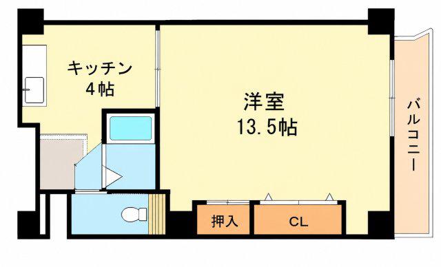 白川台ハイツ(1DK/4階)の間取り写真