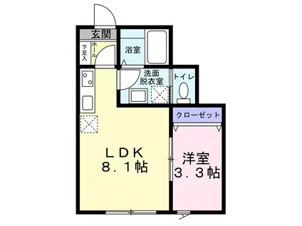 ラフィーノ西塩竃(1LDK/1階)の間取り写真