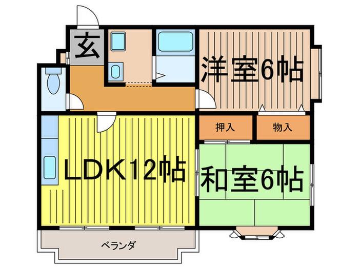 ラ・メール鉢塚(2LDK/2階)の間取り写真