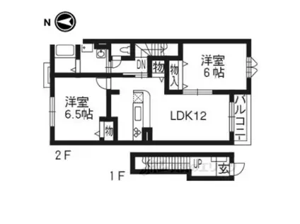 ソレアード・山階(2LDK/2階)の間取り写真