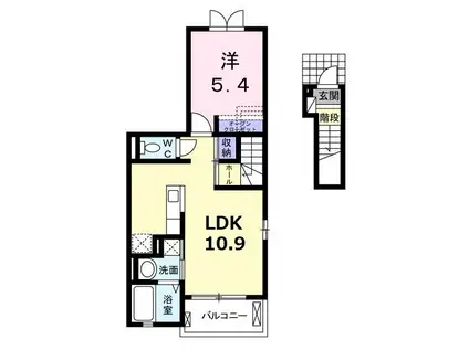 グロウグレイス(1LDK/2階)の間取り写真