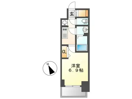 プレサンス東別院駅前II(1K/9階)の間取り写真