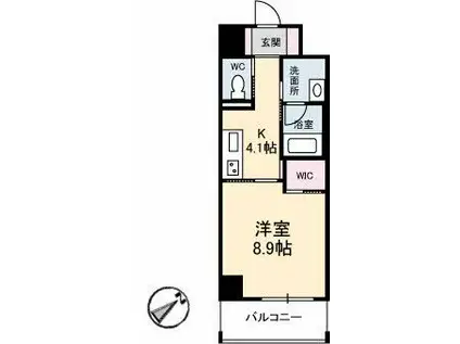 ヴィラシオン段原南(1K/10階)の間取り写真