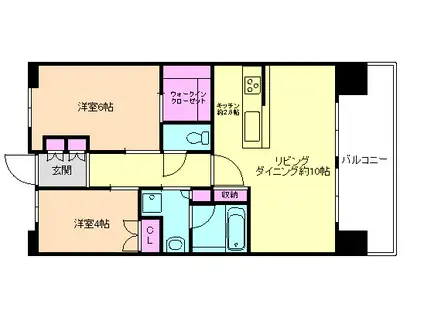 リビオレゾン梅田カサーレ(2LDK/4階)の間取り写真