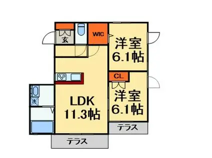 カミーノ(2LDK/1階)の間取り写真