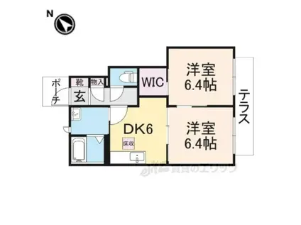 メゾン・シャトレールB棟(2DK/1階)の間取り写真