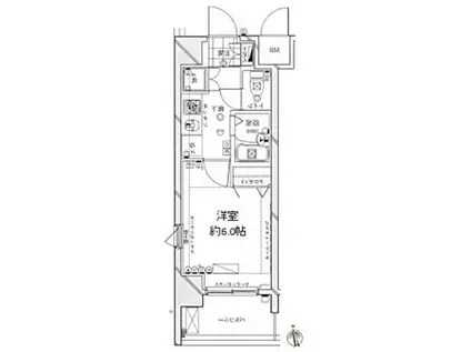 ガリシア早稲田(1K/6階)の間取り写真