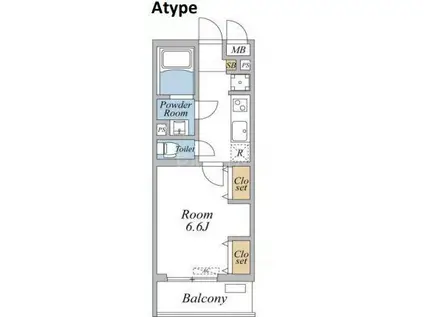 リブリ・足立区西竹の塚(1K/4階)の間取り写真