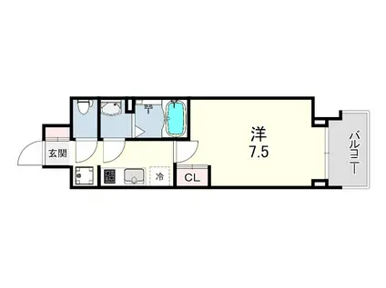 GENOVIA神戸湊川公園(1K/7階)の間取り写真