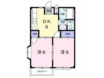 フェイムA(2DK/2階)の間取り写真