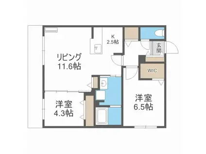 ANGELIC VILLAGE北23条 エンジェリックヴィレッジ(2LDK/3階)の間取り写真