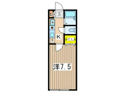 メゾンシェルボ(1K/1階)の間取り写真