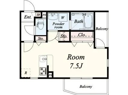 ブルーグラス(ワンルーム/3階)の間取り写真