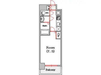 レインボーコート南堀江(1K/2階)の間取り写真