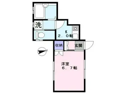 サンフラワーハウス(1K/1階)の間取り写真