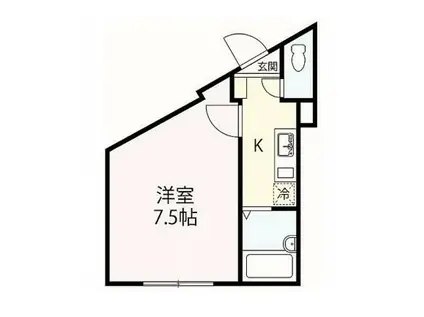 プランドール(1K/1階)の間取り写真