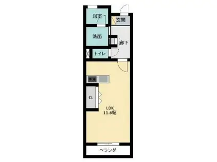 ル・リオン椿(ワンルーム/3階)の間取り写真