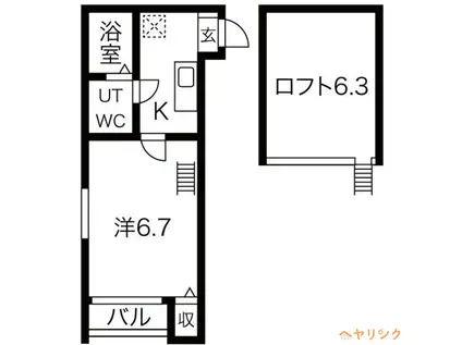 エバンフォート(1K/1階)の間取り写真