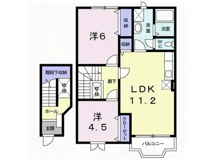 レジデンスサピーA(2LDK/2階)の間取り写真